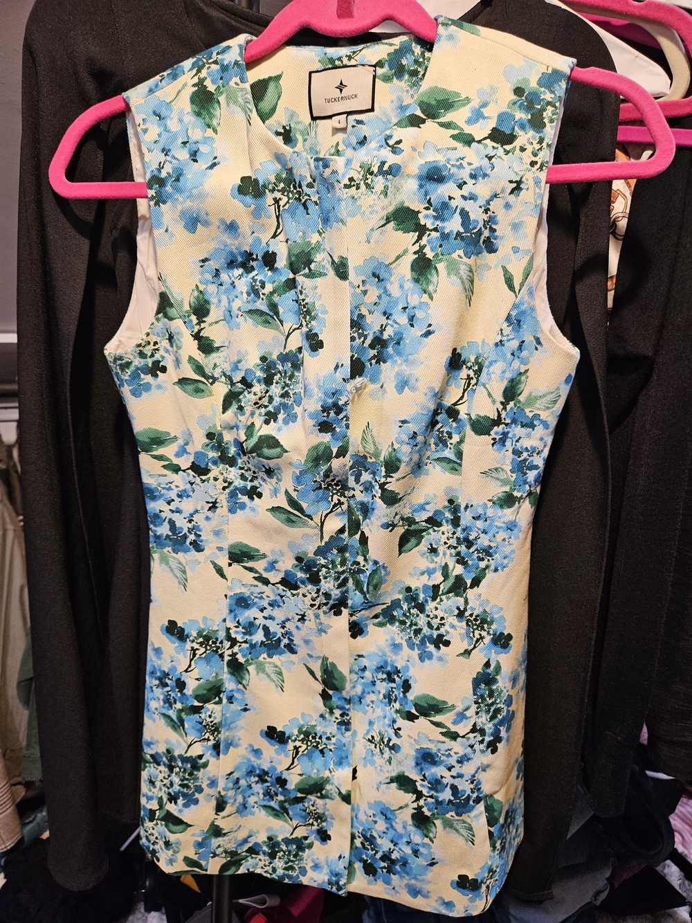 Tuckernuck Blue Floral Sleeveless Mini Dress on Cream